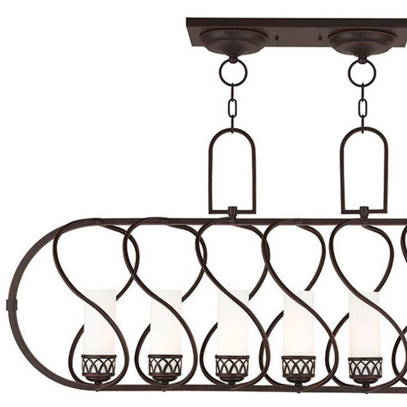 22" Seven Light Dimmable Chandelier With Shades - Bronze