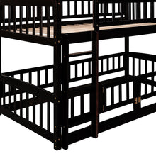 Load image into Gallery viewer, Bunk Bed with Slide,Twin Over Twin Low Bunk Bed with Fence and Ladder for Toddler Kids Teens Espresso
