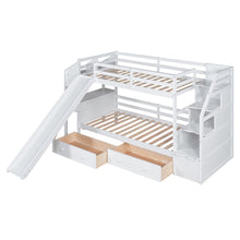 Load image into Gallery viewer, Bunk Bed With Storage Staircase, Slide, Desk, Drawers, And Shelves
