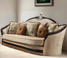 Load image into Gallery viewer, Velvet Curved Sofa And Toss Pillows - Tan
