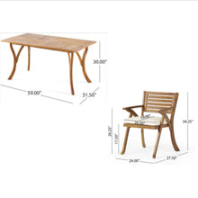 Load image into Gallery viewer, Outdoor Hermosa 7 Piece Wood Dining Set With Cushions - Teak
