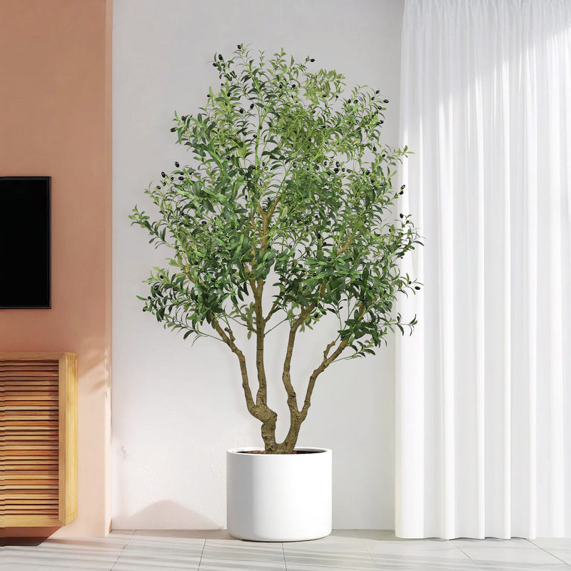 Artificial Olive Tree Large With Trunk, Indoor / Outdoor Decorative Plant For Living Room - Green