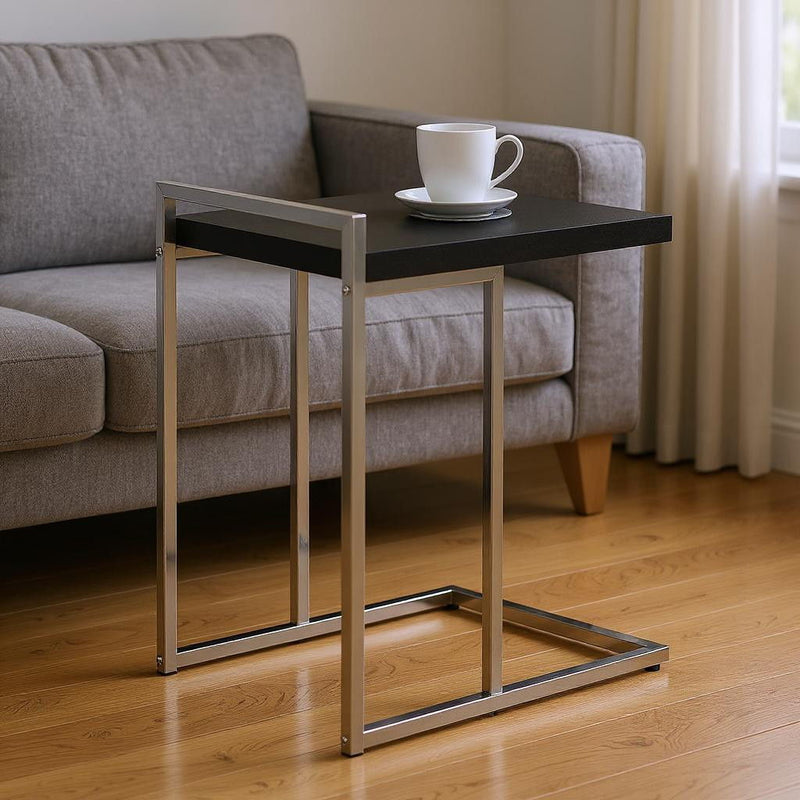 Wood And Metal End Table - Black / Silver