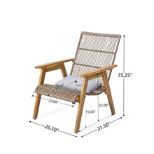 Load image into Gallery viewer, Acacia Wood Cape Woven Wicker Large Lounge Chair With Pillow For Patio, Deck, Yard, Lawn And Garden Seating Wicker (Set of 2) - Teak

