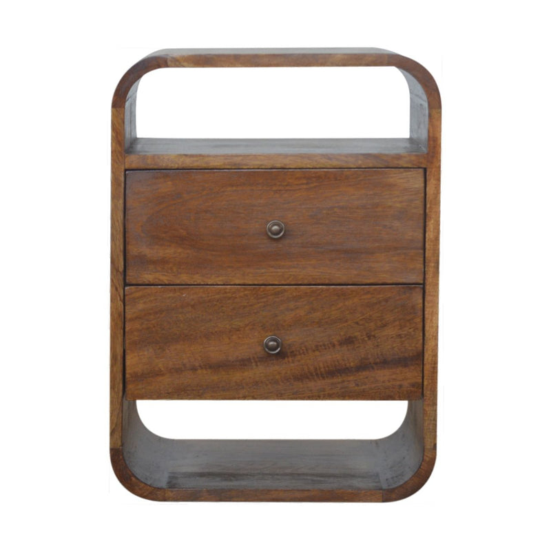 22" Wood Two Drawer Nightstand - Chestnut
