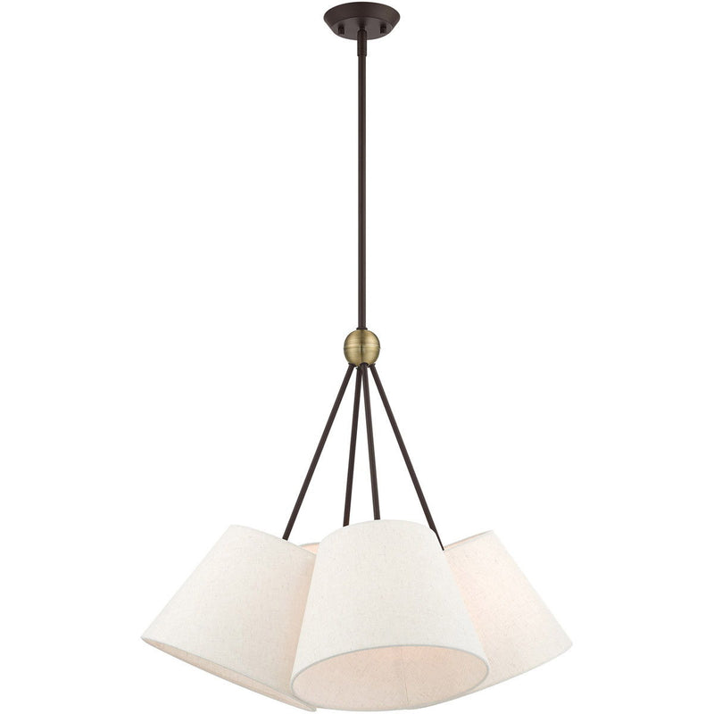 26" Four Light Dimmable Chandelier With Shades - Bronze