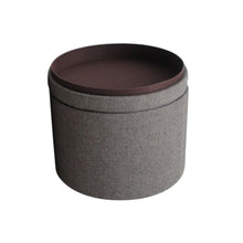 Load image into Gallery viewer, Faux Leather Round Storage Ottoman - Gray
