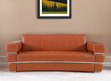 Load image into Gallery viewer, Italian Leather Sofa With Silver Legs - Brown
