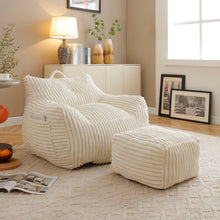 Load image into Gallery viewer, Giant Bean Bag Chair With Armrests And Footstool
