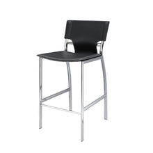Load image into Gallery viewer, 25" Faux Leather And Metal Low Back Counter Height Bar Chairs (Set of 2) - Gray / Silver
