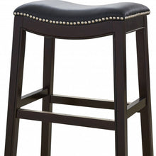 Load image into Gallery viewer, Solid Wood Backless Counter Height Bar Chair - Black / Espresso
