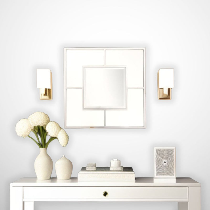 32" Square Metal Framed Accent Mirror - Silver
