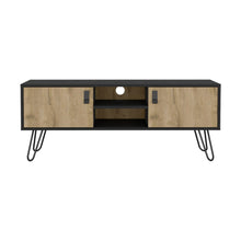 Load image into Gallery viewer, 48" Cabinet Open And Enclosed Storage TV Stand - Beige And Black
