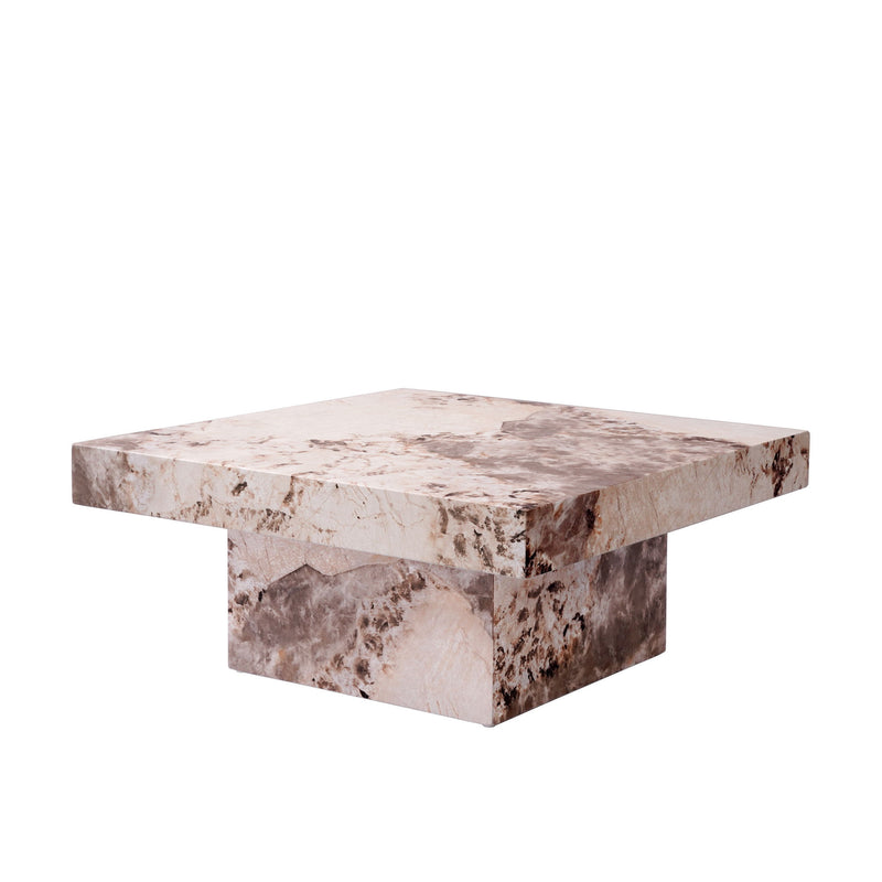 Cement Square Pedestal Coffee Table - Natural