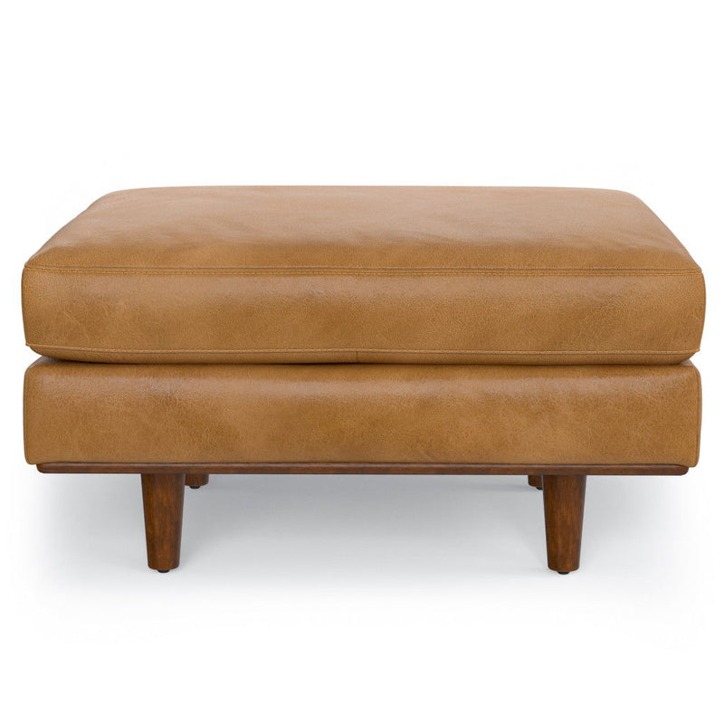 33" Sienna Leather Cocktail Ottoman - Brown