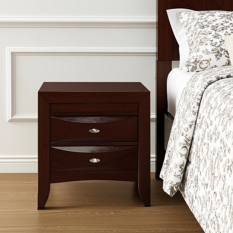 Nightstand With 2 Chambered Drawer - New Merlot
