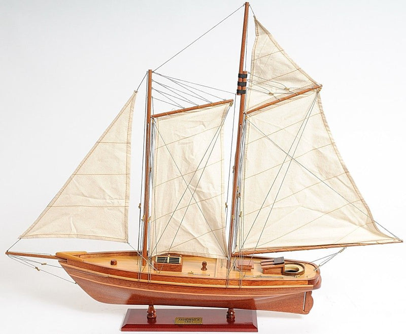 America 1851 Yacht Hand Painted Sculpture - Brown