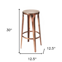 Load image into Gallery viewer, Copper Iron Backless Bar Height Bar Chair - Dark Brown
