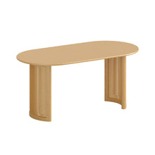 Load image into Gallery viewer, 66" Solid Wood Double Pedestal Base Oval Dining Table - Natural
