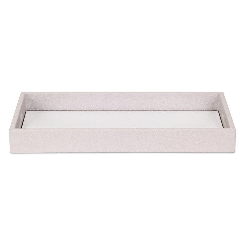 16" Shagreen And Mirror Tray - White