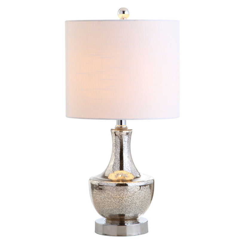 20" Novelty Bedside Lamp With Drum Shade - Silver