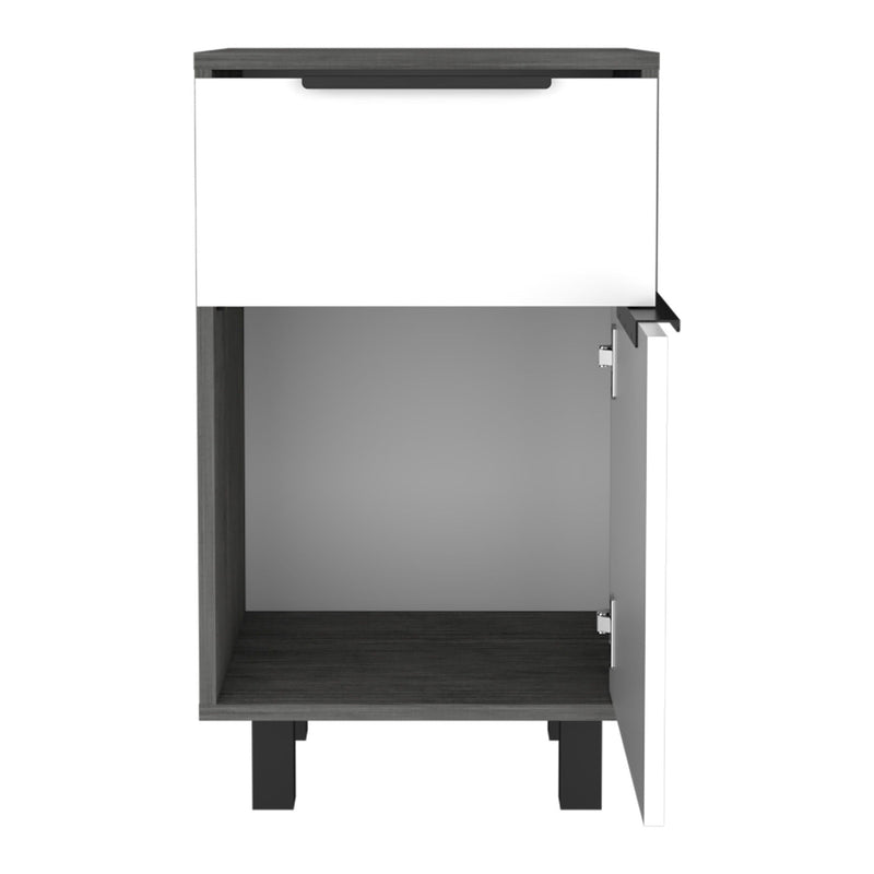 One Drawer Faux Wood Nightstand With Storage - Gray
