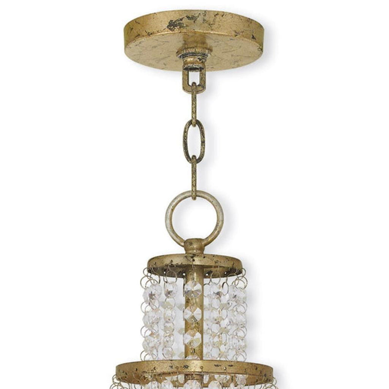 20" Three Light Metal Dimmable Chandelier With Shades - Gold / Clear / Off White