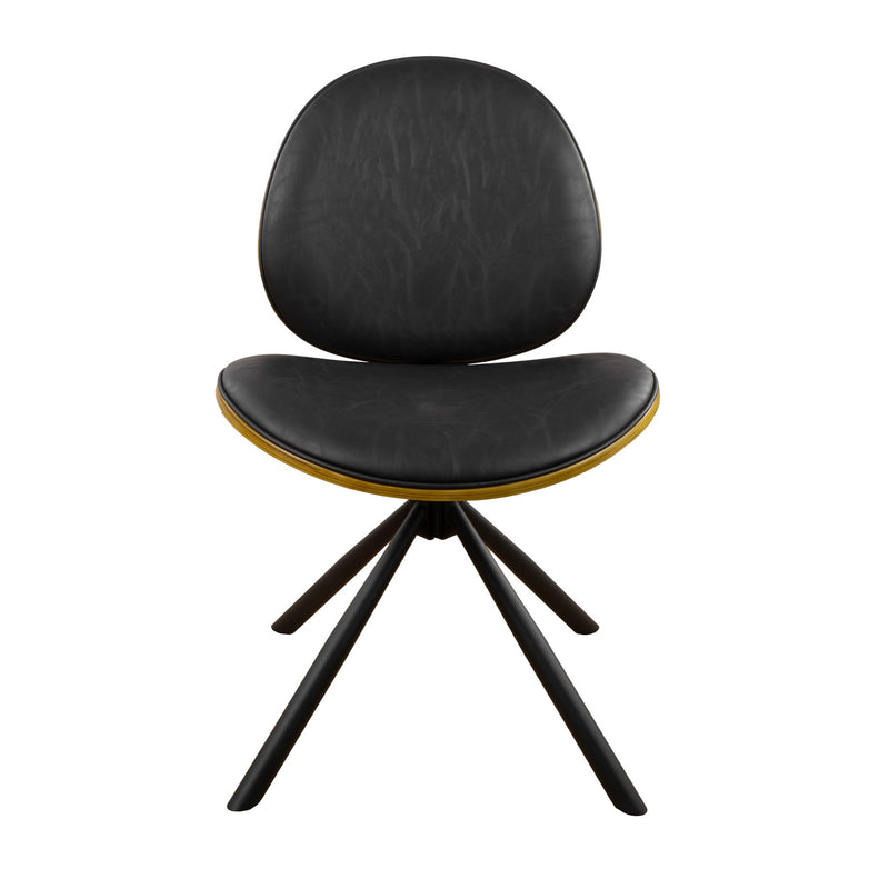 Upholstered Faux Leather And Metal Dining Side Chair - Black