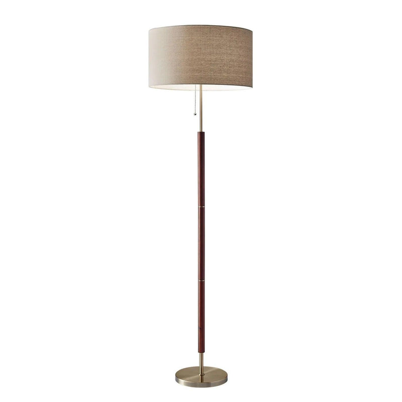 Traditional Shaped Floor Lamp With Drum Shade - Brown