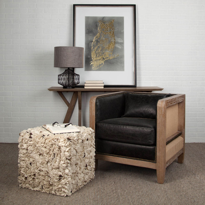 Lamp Base LED With Brown Shade - Black