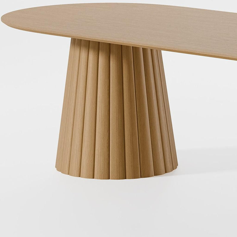 Wood Double Pedestal Base Oval Dining Table - Light Brown / Natural