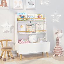 Load image into Gallery viewer, Bookshelf , Book Organizer With Toy Storage - White
