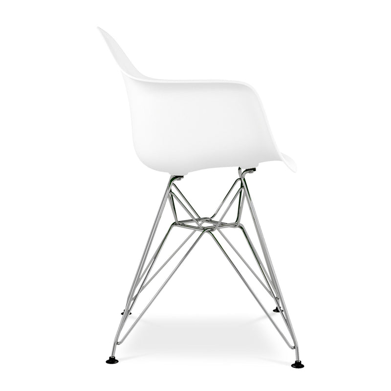Heavy Duty Plastic Dining Arm Chair - White