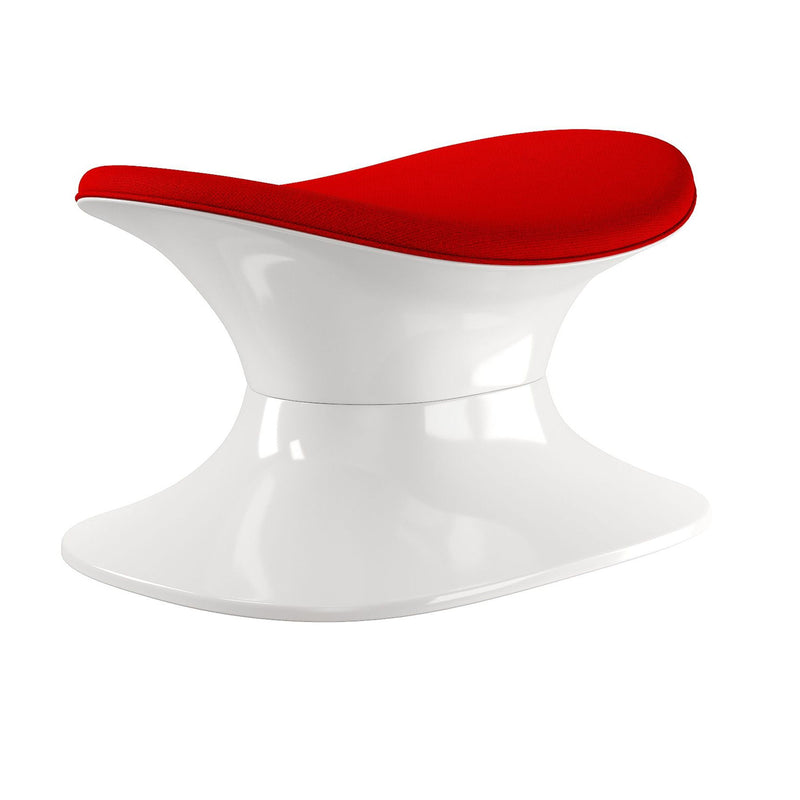 Wool And Fiberglass Contempo Footstool Ottoman - Red And White