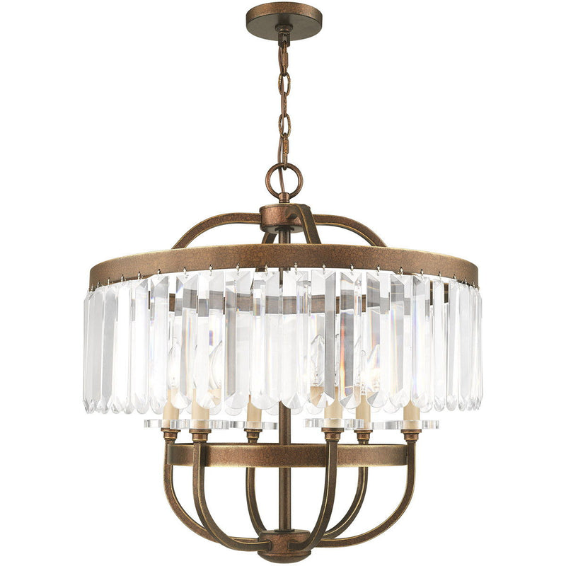 25'' Six Light Dimmable Chandelier With Shades - Bronze
