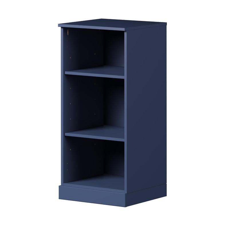 Solid Wood Adjustable Three Tier Library Bookcase - Navy Blue