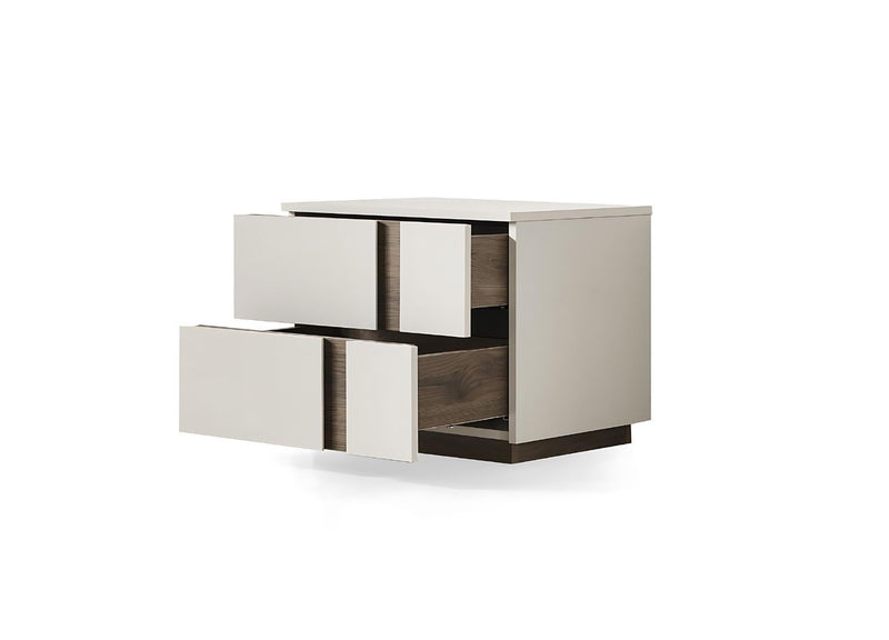 Wood Two Drawer Nightstand (719557) - Light Gray