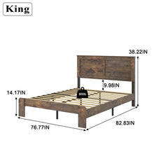 Load image into Gallery viewer, Bed Frame King Size, Wood Platform Bed Frame , Noise Free,No Box Spring Needed and Easy Assembly Tool,Large Under Bed Storage,Dark Brown
