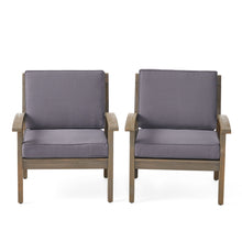 Load image into Gallery viewer, Peyton Club Chair Outdoor Seating Dark Gray Acacia Wood 32.25 X 28.00 X 31.25&quot;
