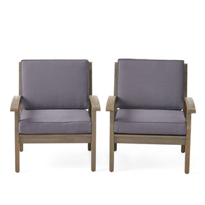 Peyton Club Chair Outdoor Seating Dark Gray Acacia Wood 32.25 X 28.00 X 31.25"