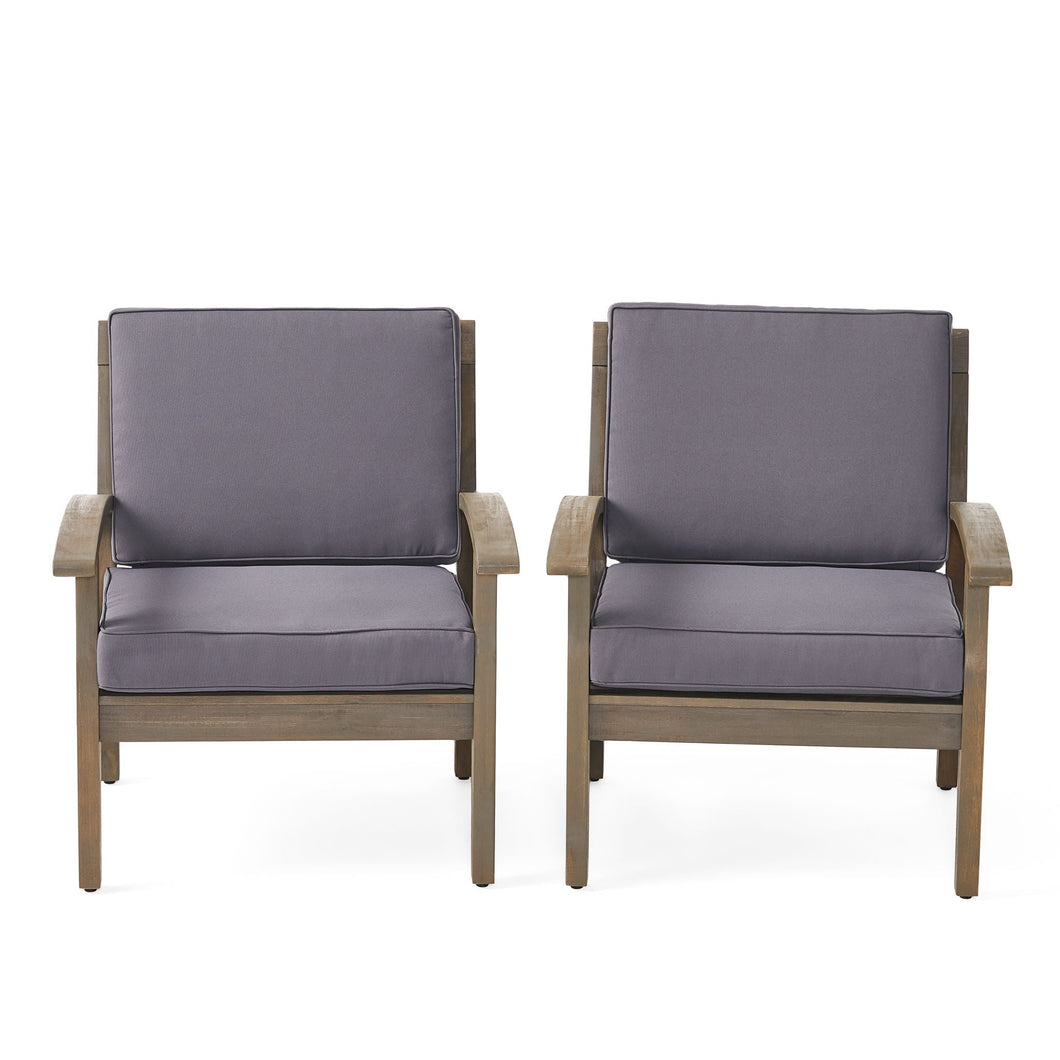 Peyton Club Chair Outdoor Seating Dark Gray Acacia Wood 32.25 X 28.00 X 31.25