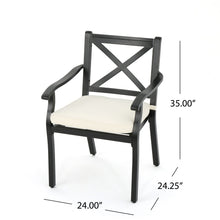 Load image into Gallery viewer, Outdoor Dining Chair Set With Water Resistant Cushions - Black / Ivory
