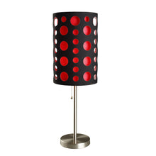 Load image into Gallery viewer, Mod Table Lamp With Black And Red Drum Shade - Steel
