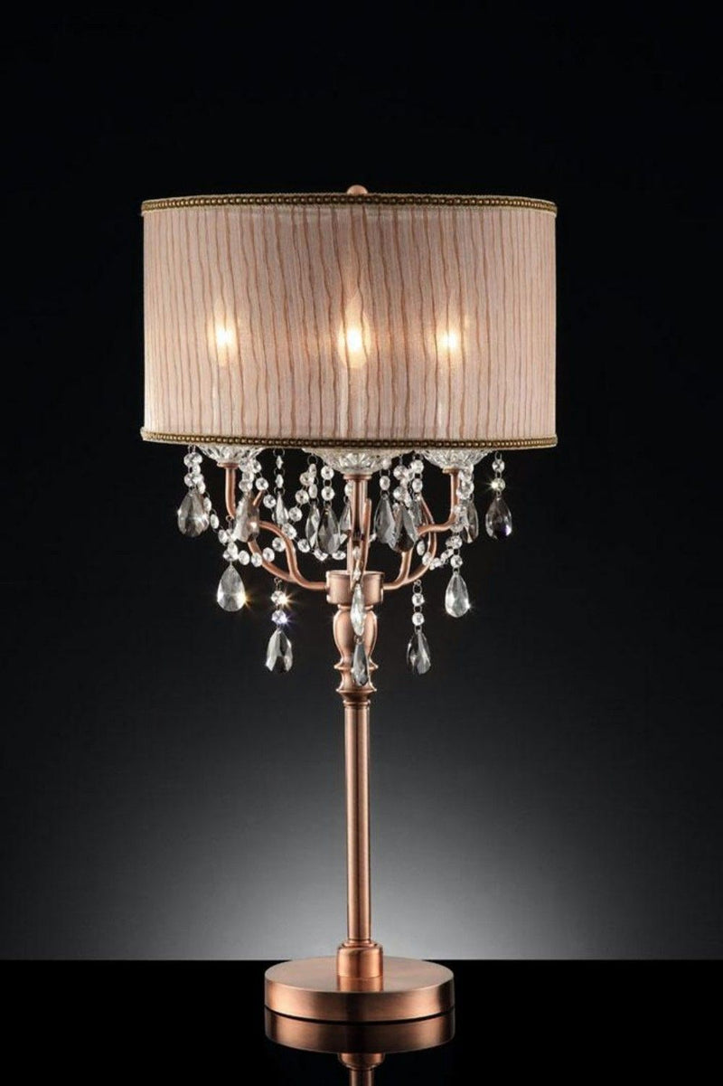 Gold Faux Crystal Accent Table Lamp - Clear And Rose