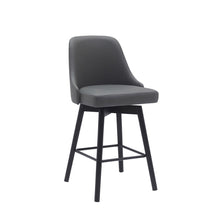 Load image into Gallery viewer, Faux Leather With Solid Wood Swivel Counter Height Bar Chair - Gray And Black
