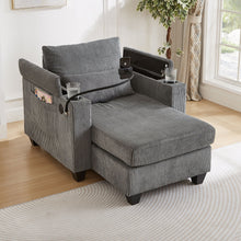 Load image into Gallery viewer, Convertible Chaise Lounge Sofa Chair With USB Ports, Cup Holders, Phone Holder And Storage
