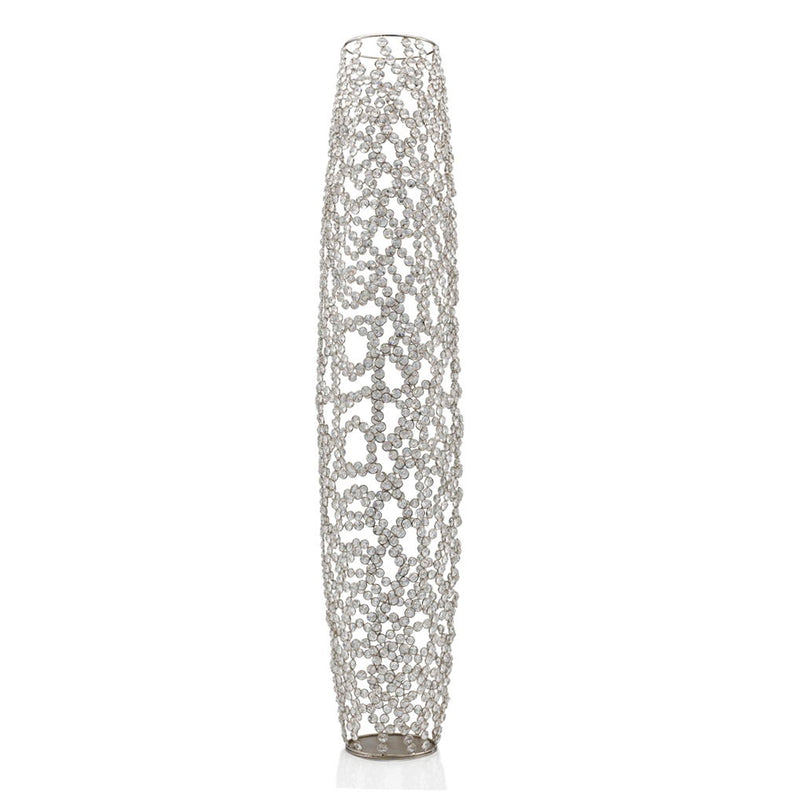 Oval Floor Vase With Faux Crystals (480046) - Silver