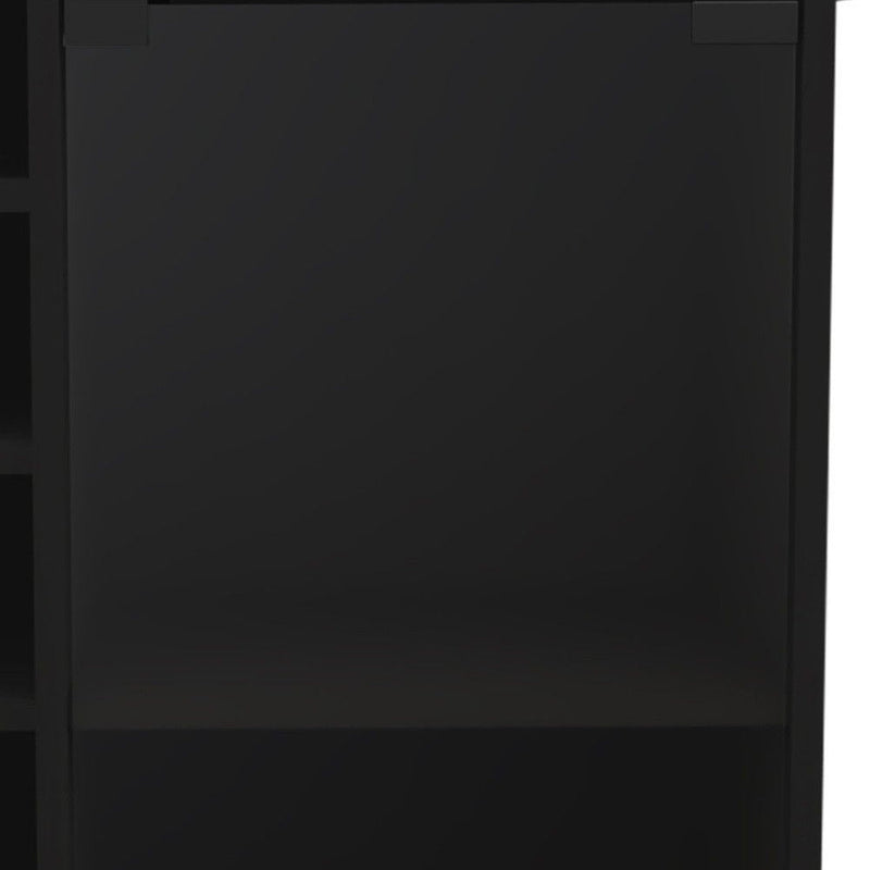 Rolling Dining Room Bar Cart With Wine Storage - Black