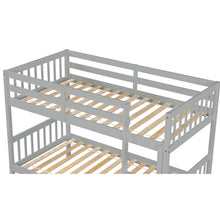 Load image into Gallery viewer, Twin Over Twin Bunk Beds with Trundle, Solid Wood Trundle Bed Frame with Safety Rail and Ladder, Kids/Teens Bedroom, Guest Room Furniture, Can Be converted into 2 Beds,Grey (Old Sku:W504S00027)
