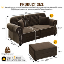 Load image into Gallery viewer, Upholstered Sofa Set With Nailhead Trim And Rolled Armrests, Includes Pillows
